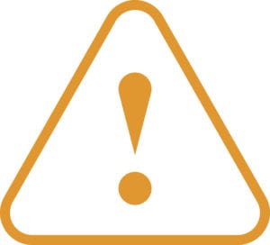 Alert logo depicting an orange exclamation mark within a triangle