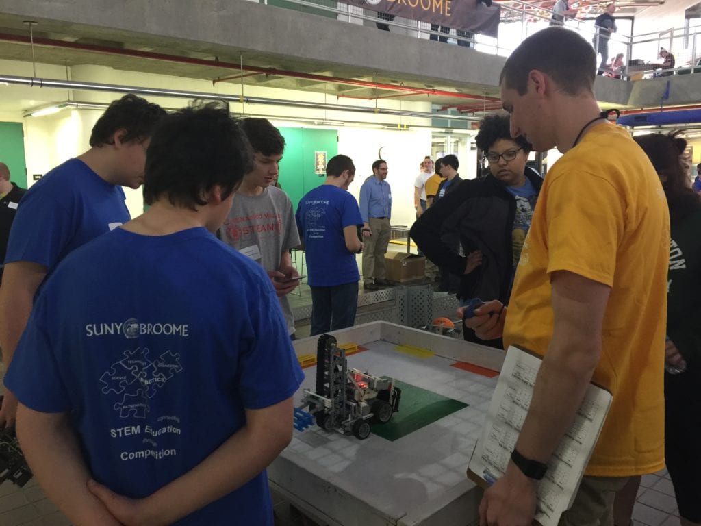 SUNY Broome Engineering Science students help out at the eighth annual Southern Tier Robotics Competition
