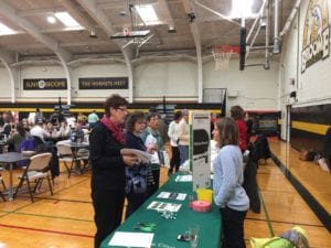 Tables at the Student Services Fair before the Spring 2018 Faculty Staff Assembly
