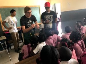 Kevin Carr and the education team at work in a Haitian classroom