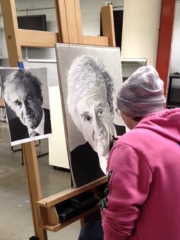 SUNY Broome students created the artwork for Faces using archival photographs