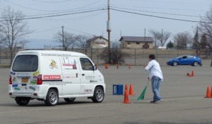 The SUNY Broome Green Van competes in Autocross.