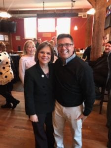 Waterman Distillery founder Joe Alig with Assemblywoman Donna Lupardo at the opening of his business, the Waterman Distillery.