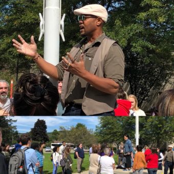 Students, faculty, staff, and administrators walked out of their classrooms and work spaces at SUNY Broome as part of the National Walkout and Moment of Solidarity for Christine Blasey Ford.