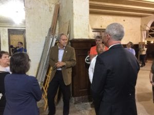 President Drumm giving a tour of the historic Carnegie Library, undergoing renovations to become the future SUNY Broome Culinary Arts Center.