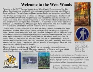 An example of an interpretative sign in the SUNY Broome Natural Area