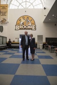 SUNY Broome President Kevin E. Drumm and SUNY Chancellor Kristina Johnson in the Ice Center.