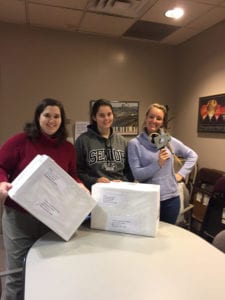 The SUNY Broome’s Women’s Discussion Group, a student group focusing on women’s issues, donated multiple boxes of books to the Women’s Prison Book Project on October 30, 2018. 