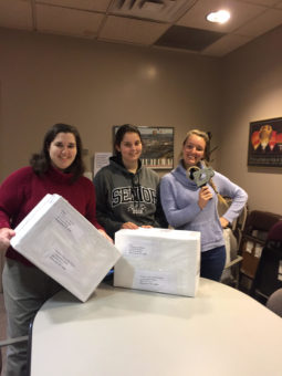 The SUNY Broome’s Women’s Discussion Group, a student group focusing on women’s issues, donated multiple boxes of books to the Women’s Prison Book Project on October 30, 2018.