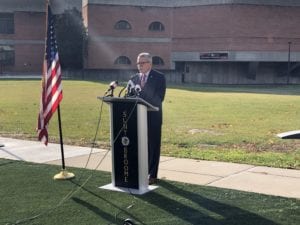 Executive Vice President and Chief Academic Officer Francis Battisti speaks during the 2018 Veterans Day ceremony