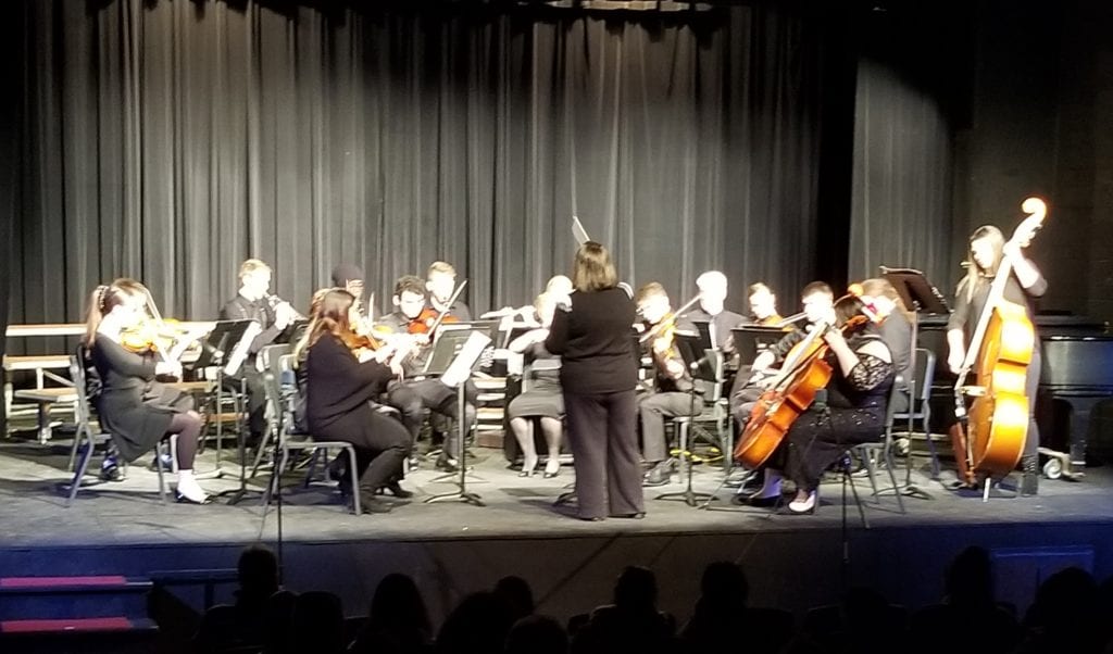 SUNY Broome orchestra during the December 2018 winter concert