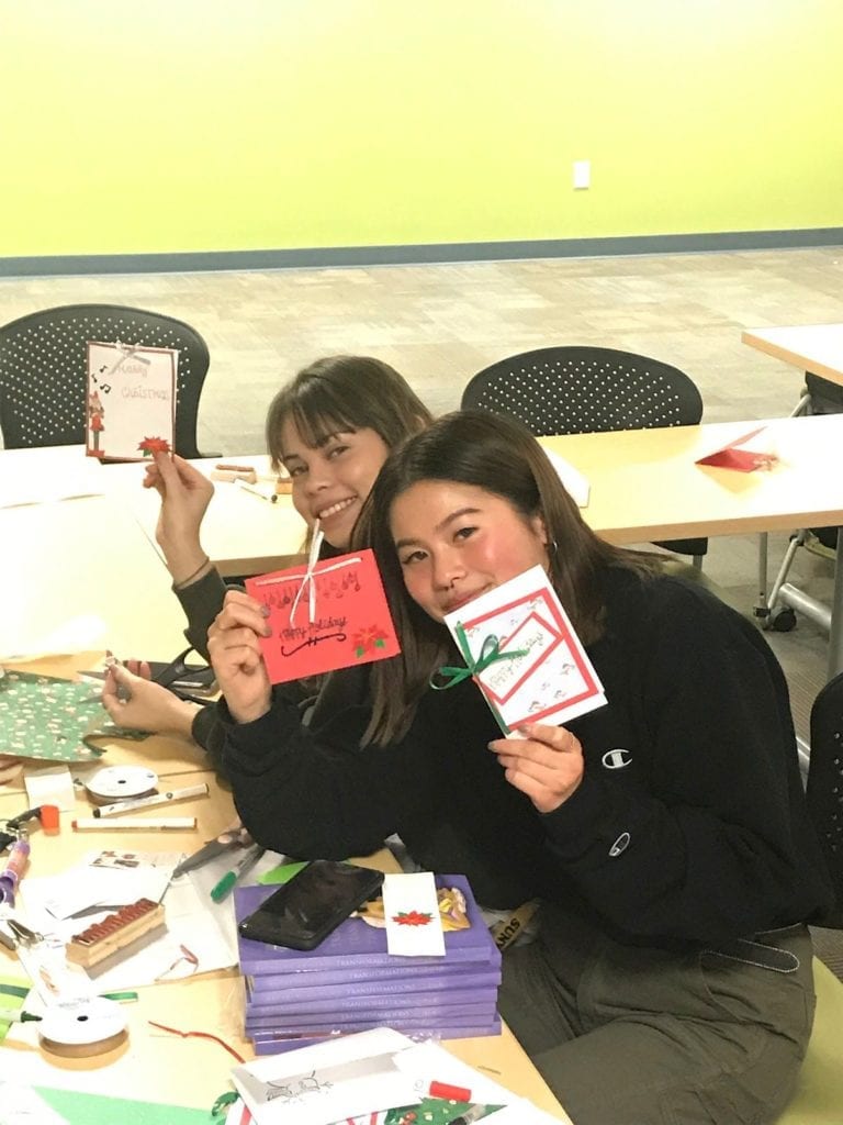 Making greeting cards in the Student Village