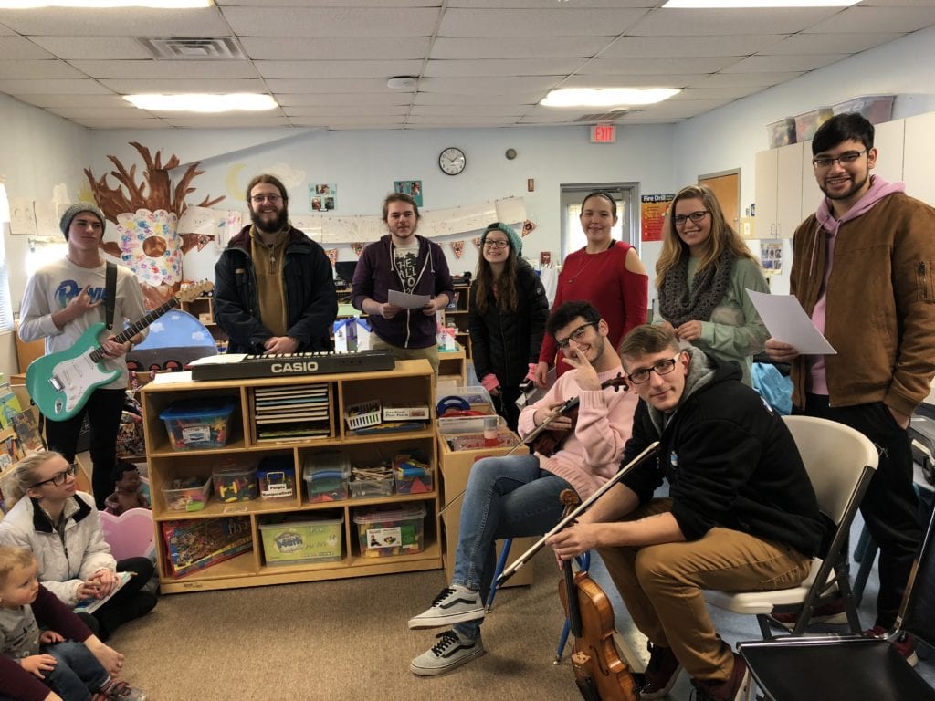 Students in the Music Program visited the BC Center on Dec. 10 for an instrument presentation and caroling