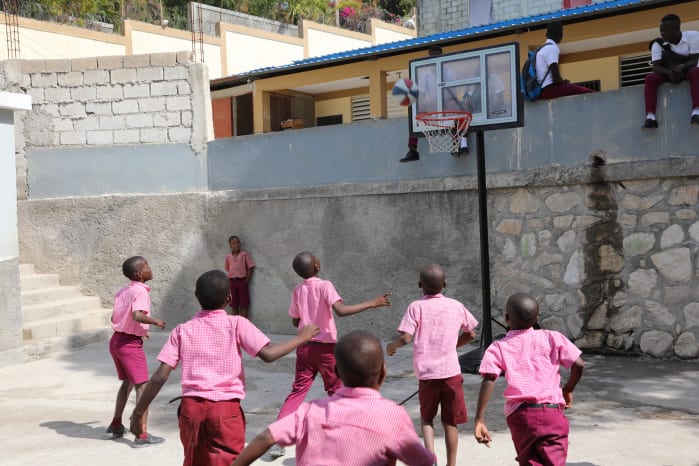 SUNY Broome students helped teach physical education classes in Haiti.