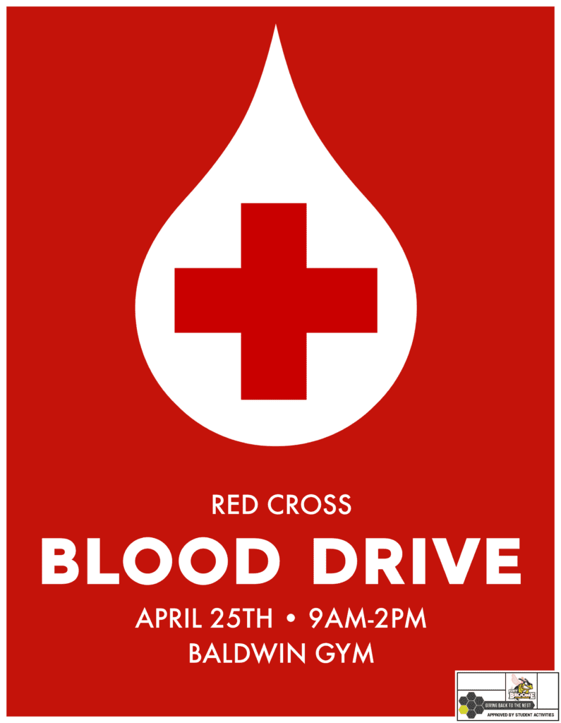 Show that SUNY Broome gives back. Head to the Red Cross blood drive between 9 a.m. and 2 p.m. April 25 in the Baldwin Gym, and help save a life!