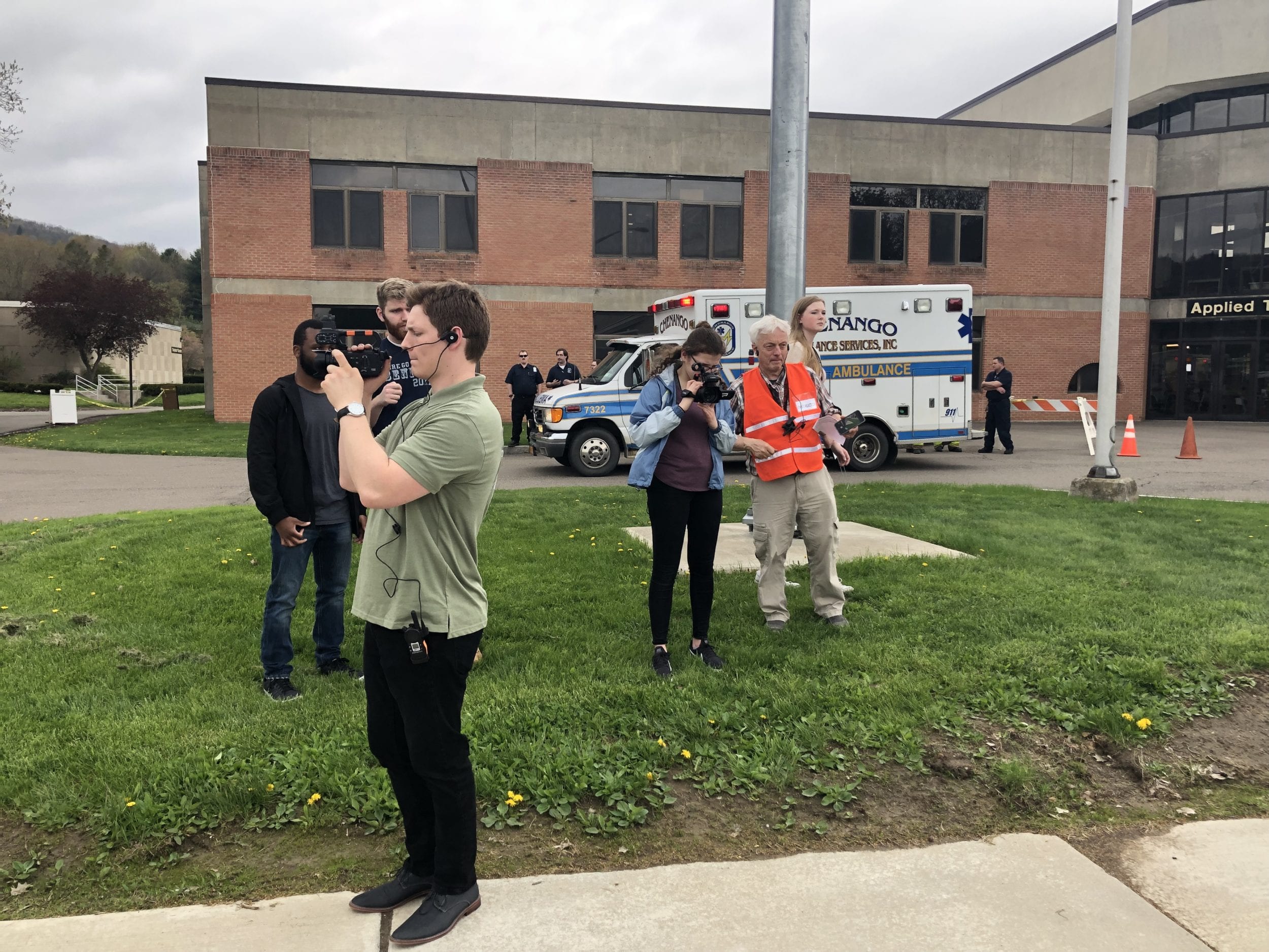 Student journalists gather footage during the Mock Disaster