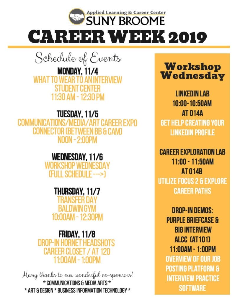 Career Week 2019 schedule of events