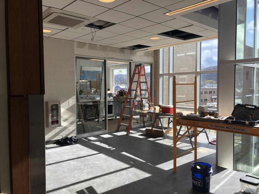 Work continues inside the Culinary and Event Center