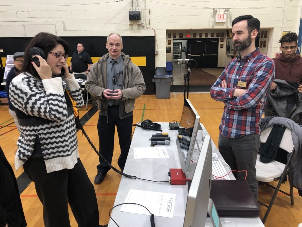 Technology was on display during the Spring 2020 Faculty Staff Assembly, including a demonstration of the Music department's sound engineering equipment.