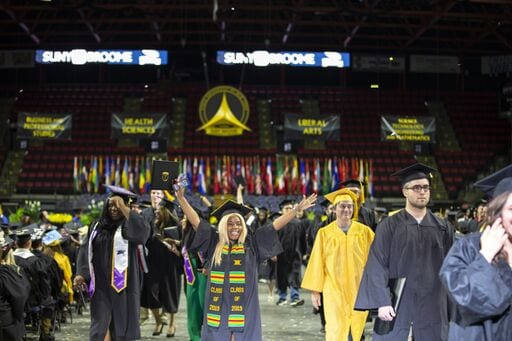 Students celebrating during Commencement