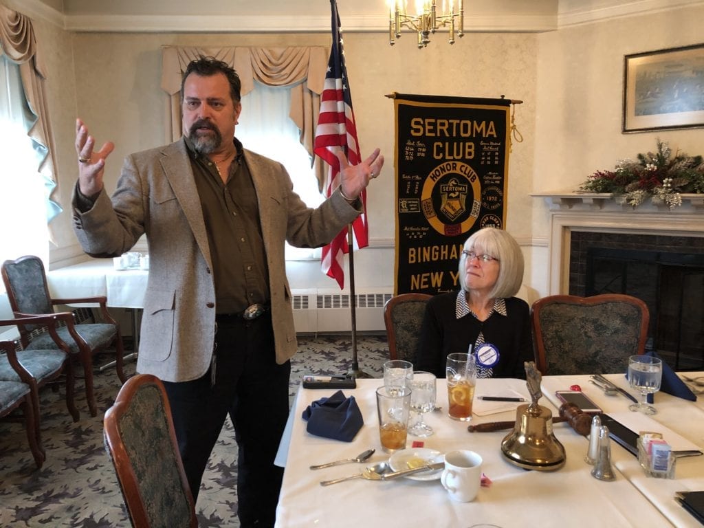 Dr. Rey Wojdat discusses the Culinary and Event Center with the Binghamton Sertoma Club on Feb. 11, 2020.