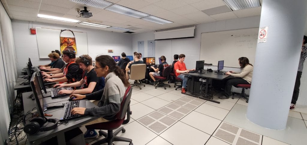 Student Athletes in the ESports Arena  at SUNY Broome during 2019 season. 