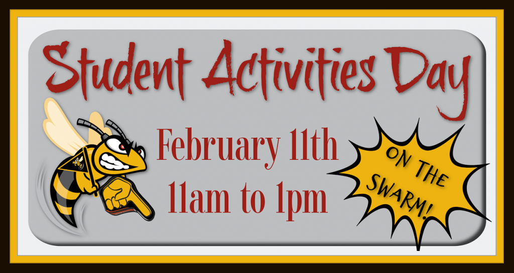 Join us for the virtual Student Activities Fair on Thursday, February 11th from 11:00 am to 1:00 pm.