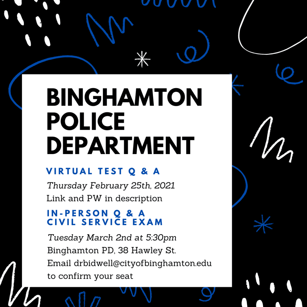 Binghamton Police Department Q&A on Thursday February 25th at 5pm