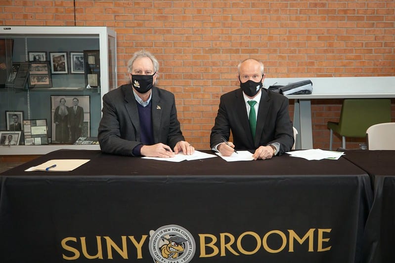 Binghamton University President Harvey Stenger joined with SUNY Broome Community College President Kevin Drumm