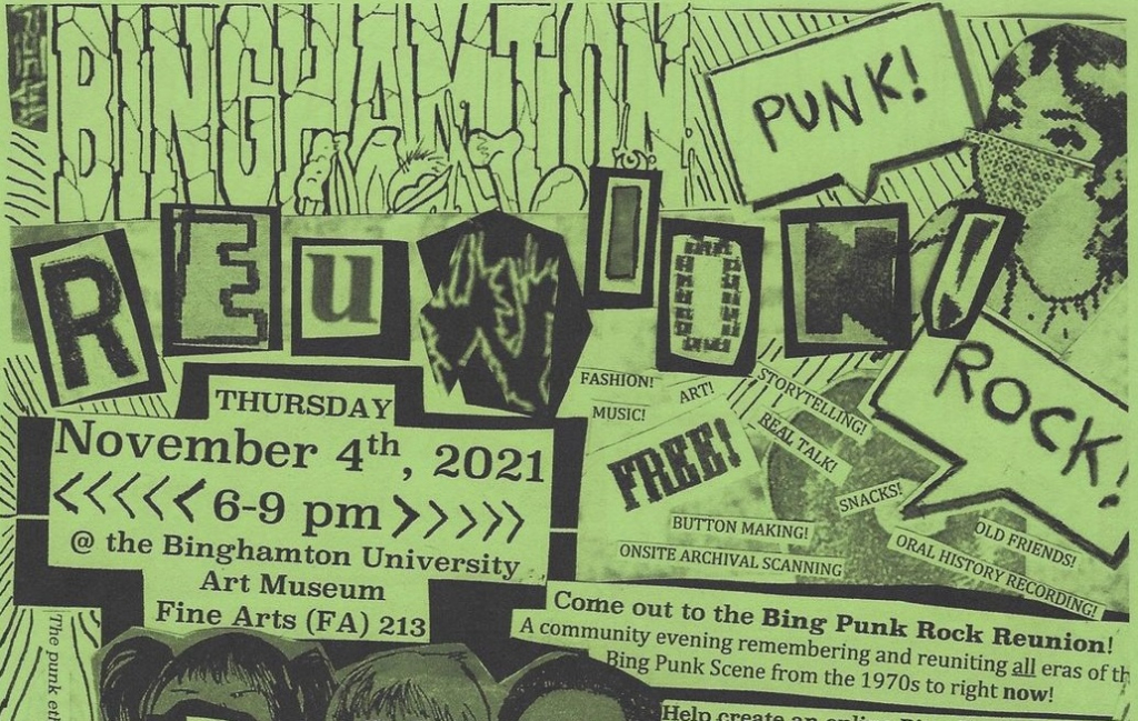 Binghamton Punk Rock Reunion Flyer; November 4, 2021 at Binghamton University Art Museum FA 213