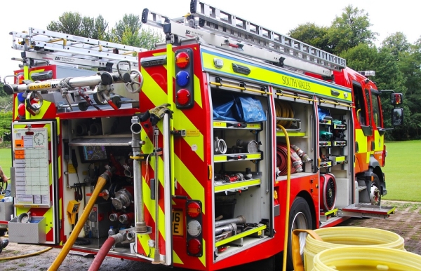 Fire Engine with all truck Compartments opened