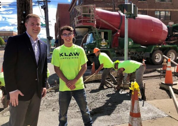 Jacob Kumpon With Mayor Kraham From Binghamton at construction site.