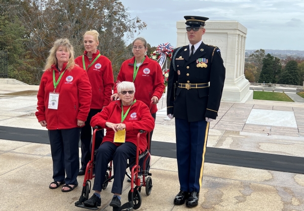 The Twin Tier Honor Flight hosted the first ever all female veterans to Washington, DC - 4 Vets and a Marine at the Memorial for the Unknown Soldier. They left a wreath.