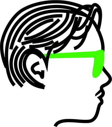Line image of a face with Green glasses