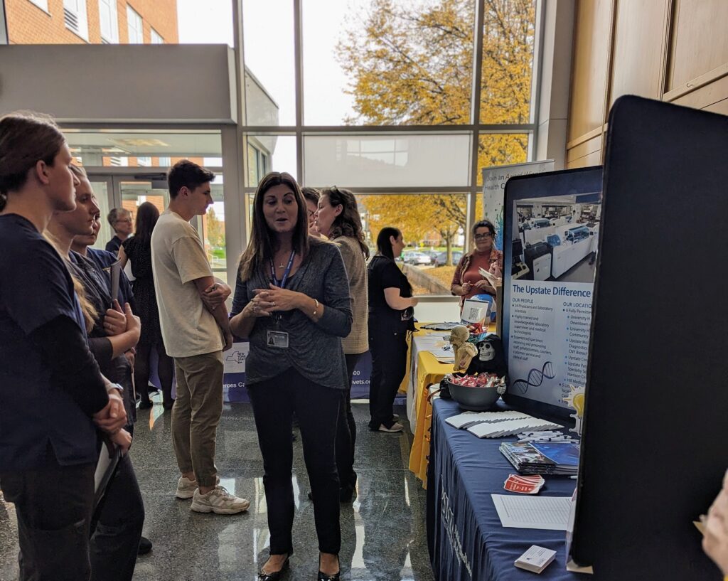 On October 25, SUNY Broome’s Health Science Division and Career, Transfer, and Bachelor Partnership Department hosted the annual Fall into Your Future Healthcare Career event in the lobby of the Decker Health Science Center.