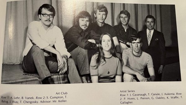 1970 BCC Yearbook with Bob Keller, primary founder of and long-time professor in Broome Community College's Art and Interior Design Department.