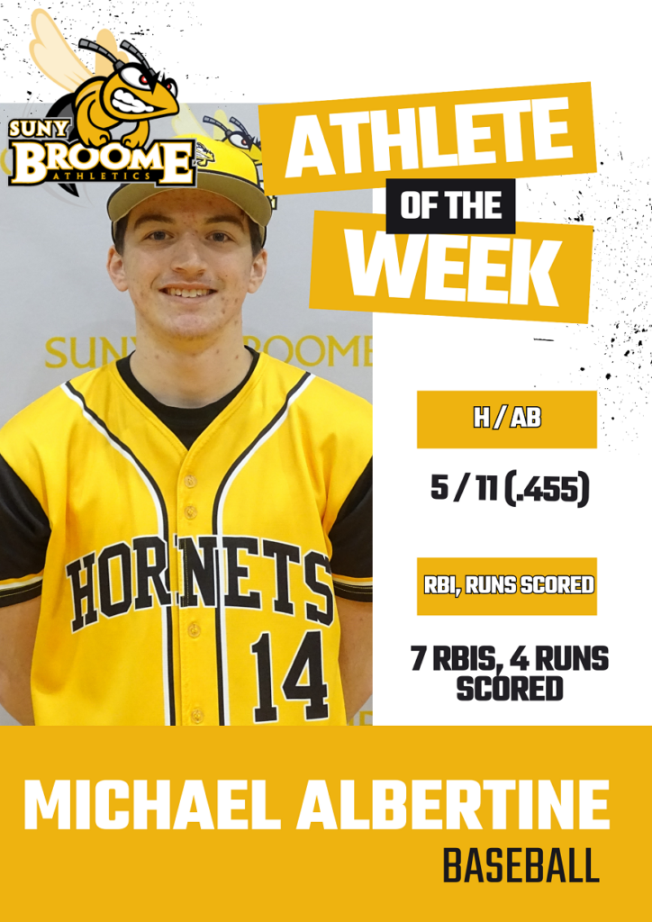 Michael Albertine from the baseball team is the Student-Athlete of the Week for April 22-28.