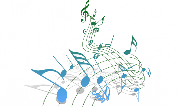 MusicNotes in blue fading to green