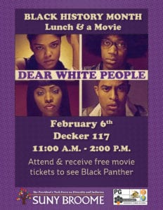 Join the President's Task Force on Diversity and Inclusion on Feb. 6 for a showing of Dear White People. 