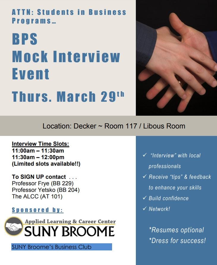 BPS students: Sign up for mock interviews with local businesses on March 29