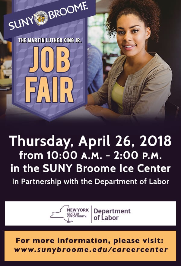 Save the Date: SUNY Broome MLK Jr. Job Fair will be held April 26