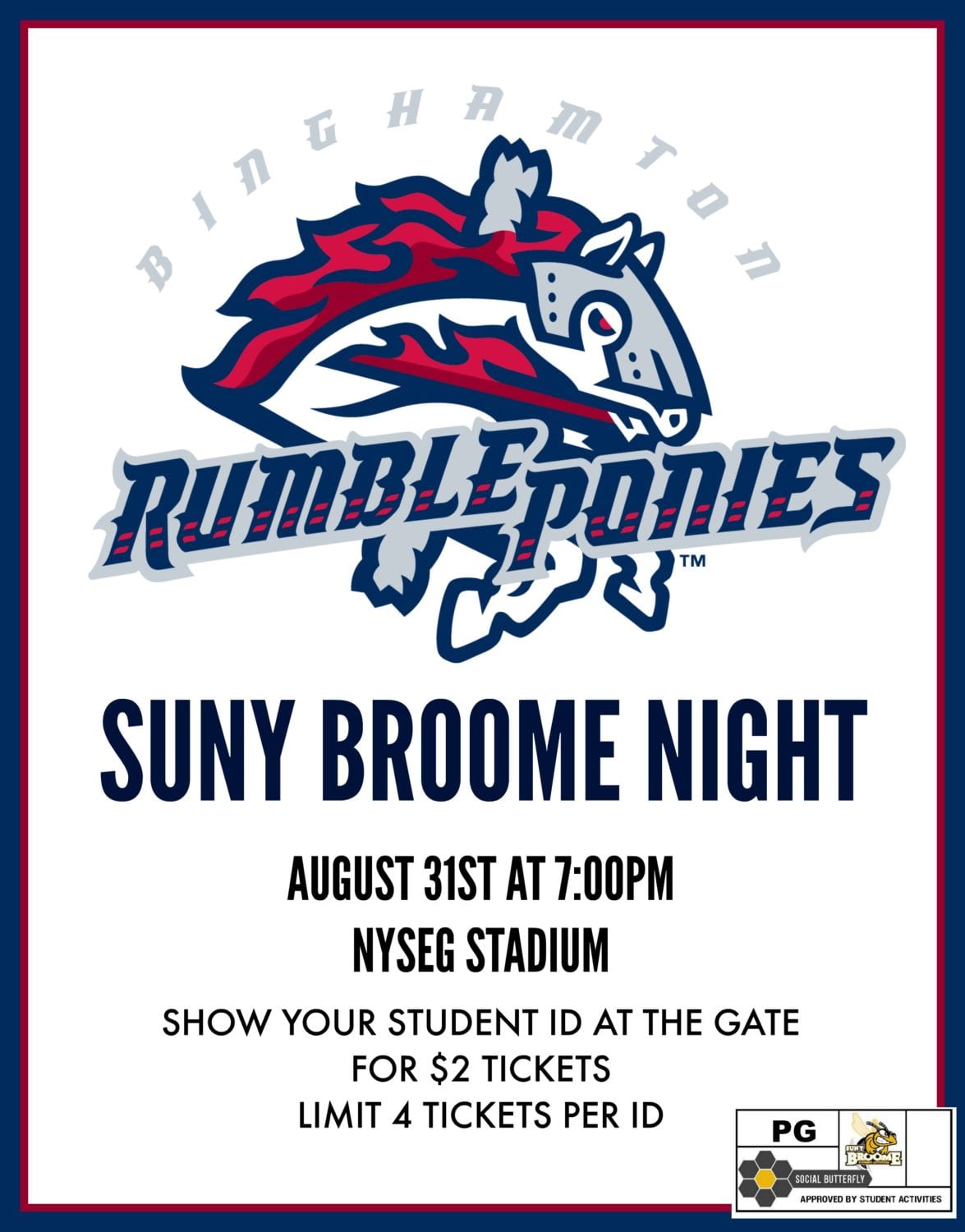 SUNY Broome Night with the Rumble Ponies on Aug. 31