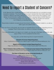 Flyer on process for reporting a Student of Concern
