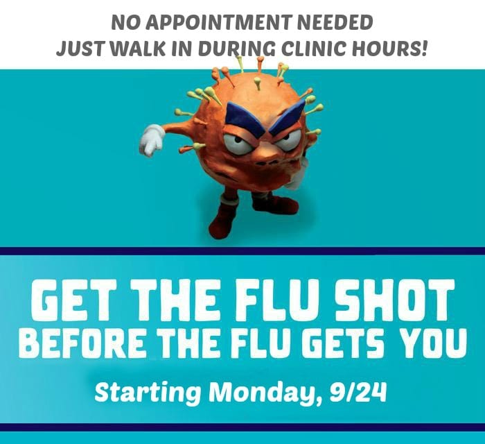 Flu vaccine clinics for the week of Oct. 1