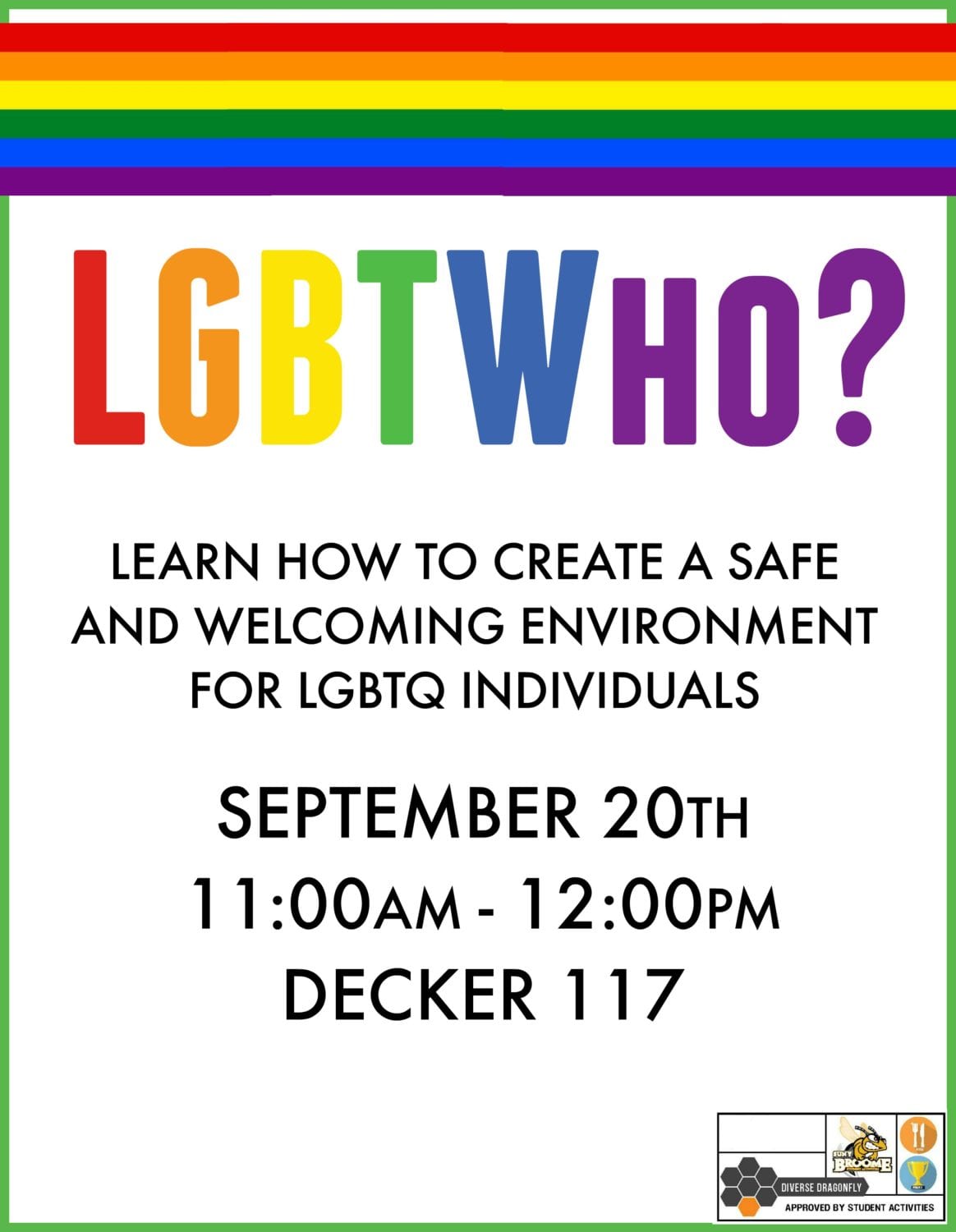 LGBTWho? Learn how to create an inclusive environment on Sept. 20