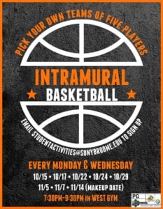 Flyer for Fall 2018 intramural basketball signups