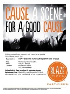 This is the flyer you need to print out for Blaze Pizza to donate 20 percent of the cost of your meal on Nov. 21 to the Nursing Class of 2020