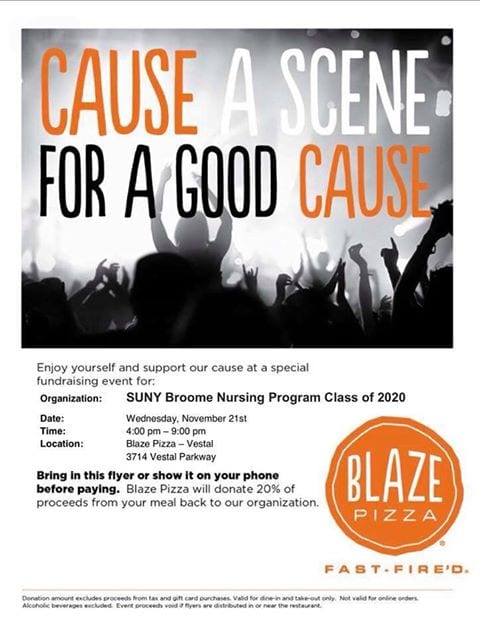Eat at Blaze Pizza on Nov. 21 and benefit the Nursing Class of 2020!