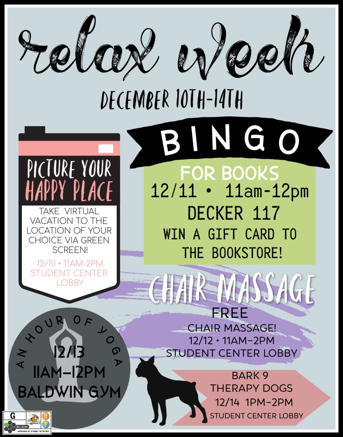 Find your mellow: Relax Week from Dec. 10 through 14