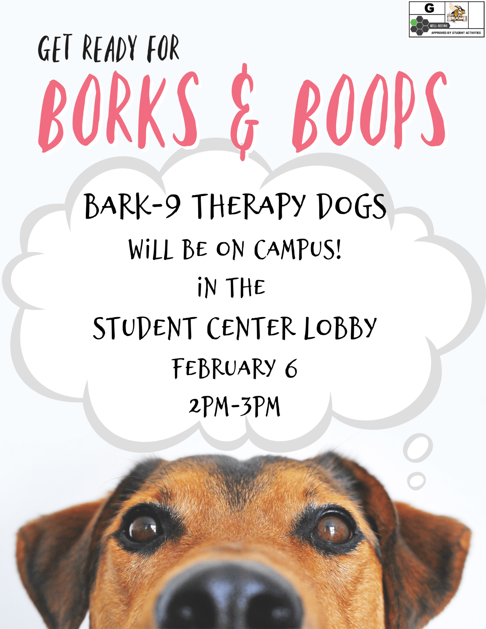 BARK-9 Therapy Dogs on campus Feb. 6